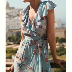 $158 nwt ANTHROPOLOGIE MAEVE sz 12 ROSALIA wrap dress in blue floral